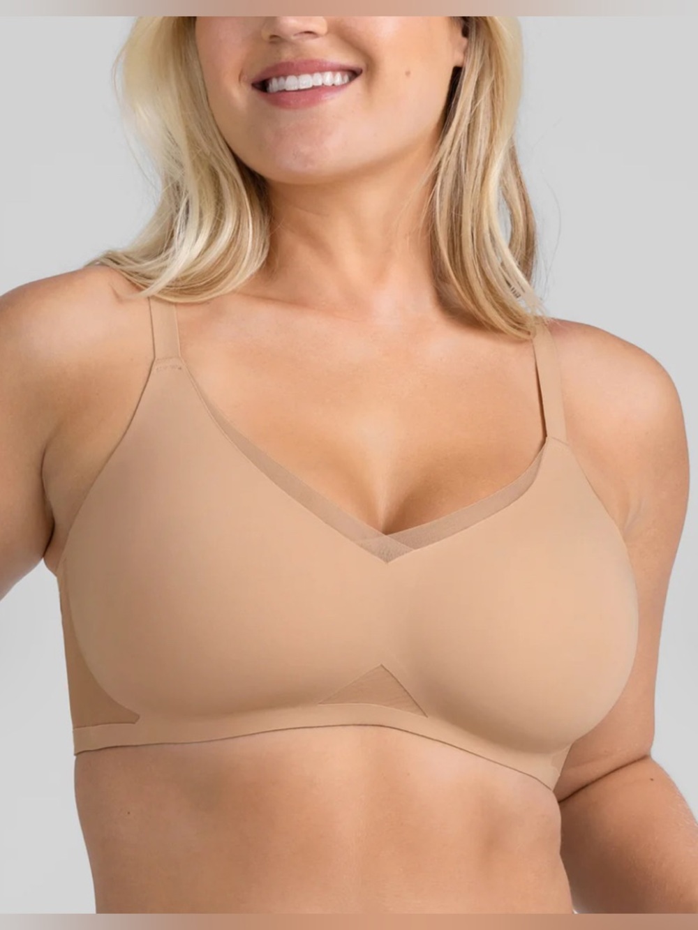Honeylove Crossover Wirelessā Bra XL Nude Mesh Comfort Stretch Full Coverage
